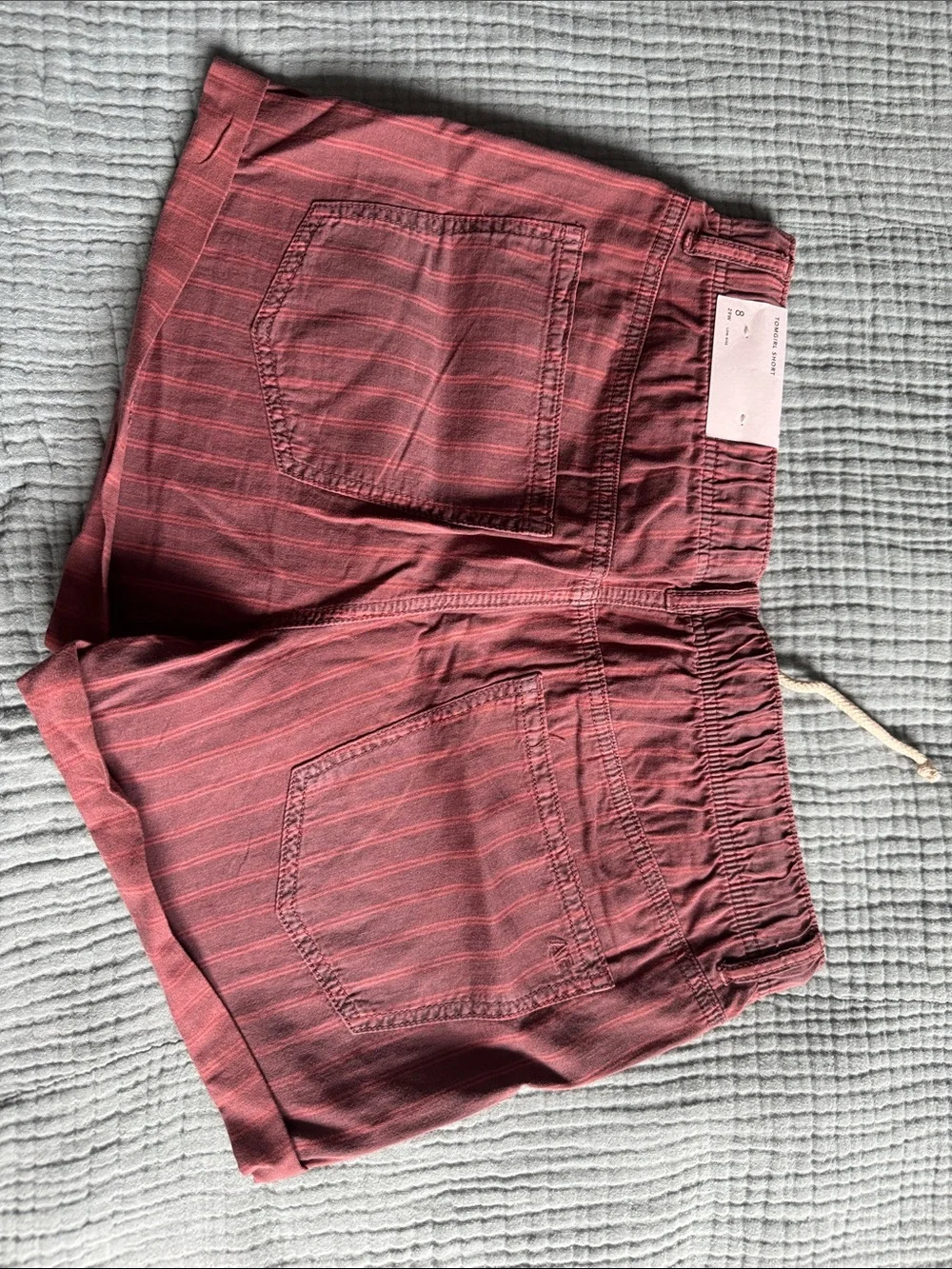American Eagle Outfitters Women's Maroon Striped Drawstring Shorts - Picture 2 of 6